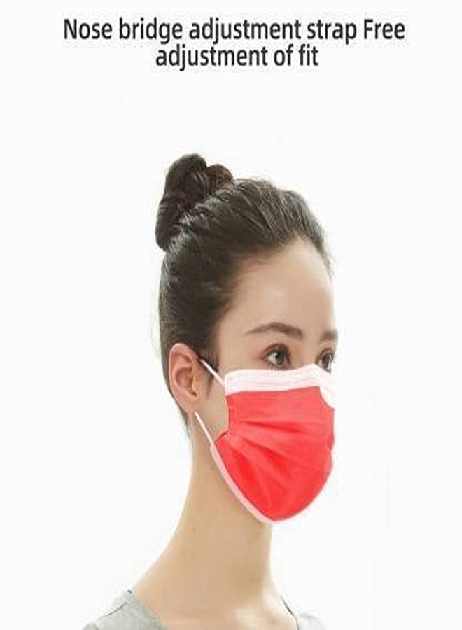 WELLSTAR 4 Ply Disposable Non Woven Fabric Mask With 4 Layer Protection and With ComfortableSurgical Mask,Red Colour Pack of 100 - Image 4